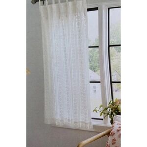 Threshold Light Filtering White Boho Diamond Clip Single Curtain Panel 54" x 63"
